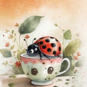 Ladybug on teacup